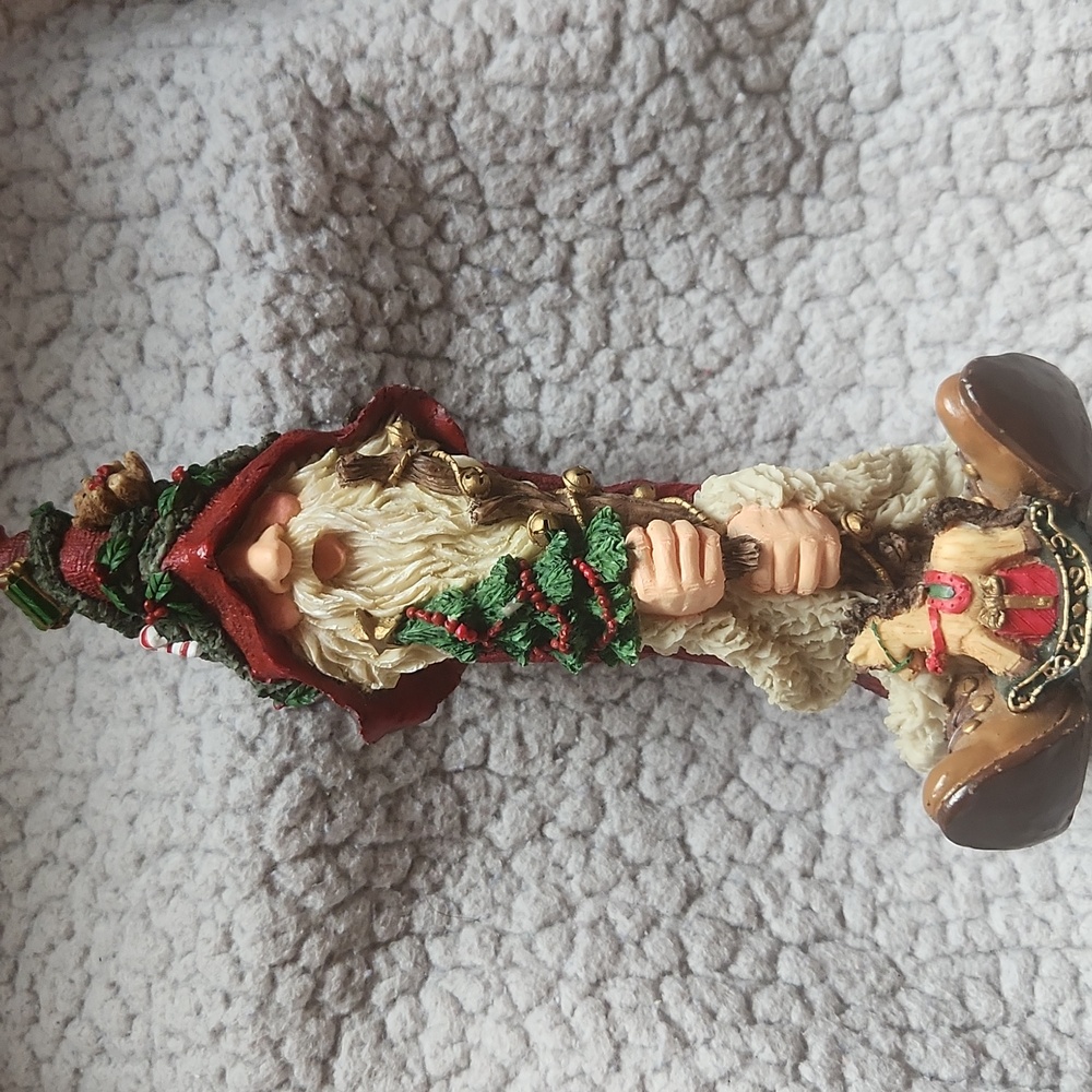 Christmas, Holiday, Festive Whimsical Santa Figurine with Red and Green Accents